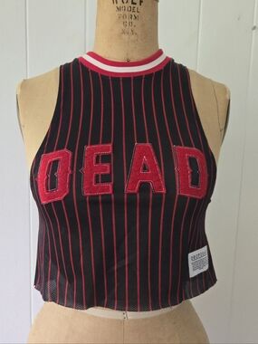 DROP DEAD Oli Sykes BMTH Pinstripe Cropped DEAD Jersey Tank